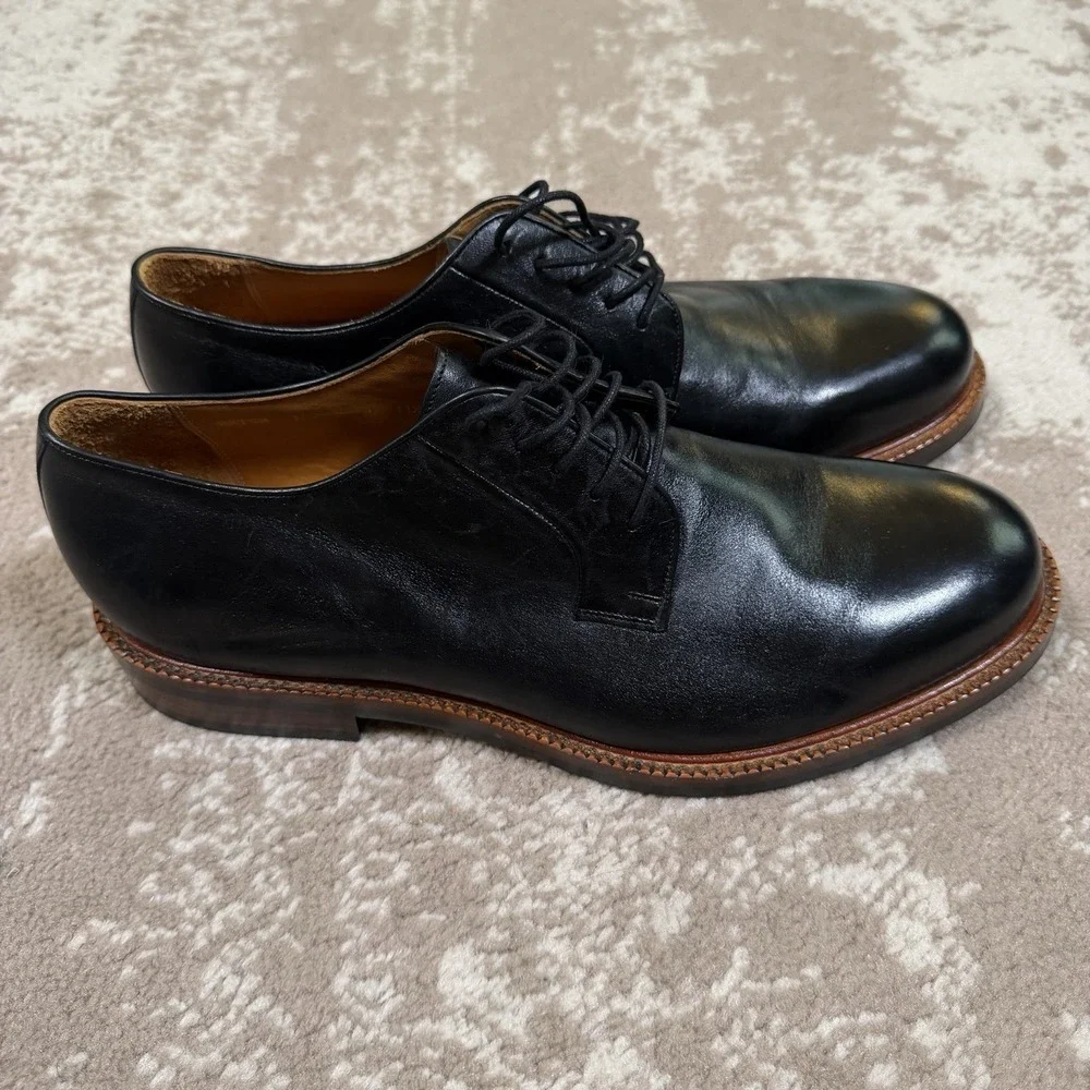 Beckett Simonon Men's Dunham Derbies Black Leather Oxford Dress Shoes Size 11.5